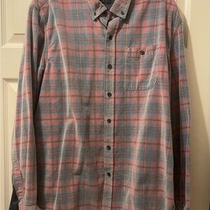 Copper & Oak Legacy Soft Corduroy Button Down Shirt Blue Red Plaid Men X-Large